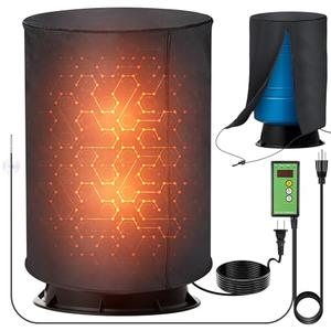 Aurelema Well Pressure Tank Heater Cover with Thermostat, Outdoor Insulated Heating Jacket with Temperature Controller and LED Display, Freeze Protection for Winter Water System (24" Diameter X 34" H)