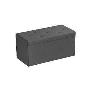 Modern Gray Linen Fabric Storage Ottoman Bench 30-in x 15-in x 15-in