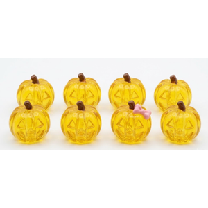 Crystal Pumpkin Decor, Pressed Glass Pumpkin Ornament 1.57x1.18in, 30 Pieces, Yellow Artificial Fruit for Home Office Table, Holiday Gift