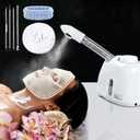 Facial Steamer,Face Steamer,Nano Lonic Steamer for Face With 360 Rotating Arm,Face Steamer for Facial Deep Cleaning,Portable Facial Steamers Professional-Facial Spa for Personal Care at Home or Salon (White)