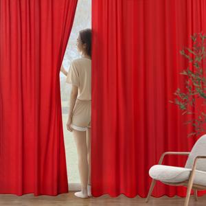 MIULEE Red Privacy Sheer Curtains That Let Light in 96 Inches Long Non-See-Through Semi Sheer Curtain Light Filtering Window Curtains Christmas Drapes for Living Room Bedroom 2 Panels Set 42 X 96