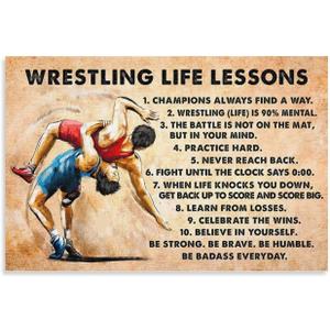FOLIUMK Wrestling Life Lessons Poster Motivational Canvas Printing Wall Decorstyle 12x18inch(30x45cm)