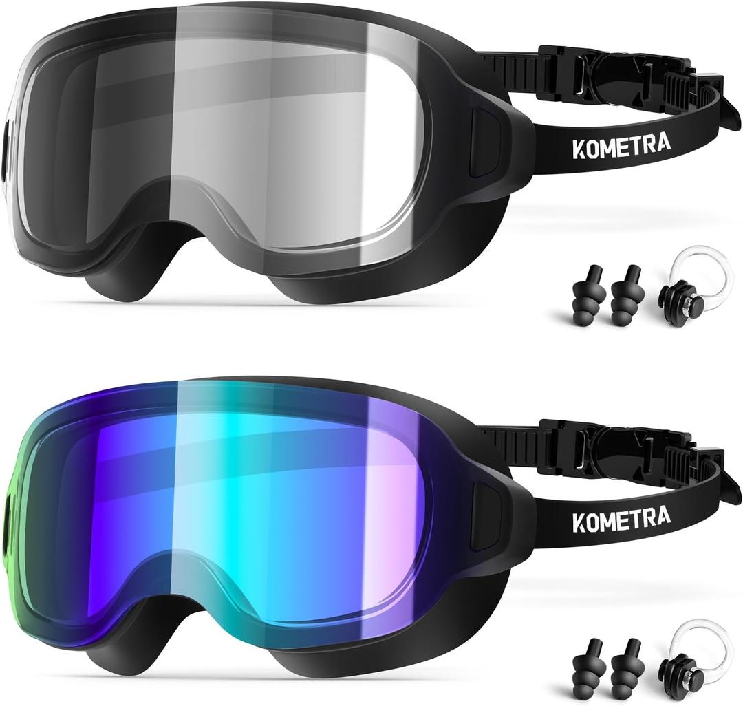 2 Pack Youth Swim Goggles, Women Frameless Fashion Anti Fog Swimming Goggles for Teens Adult Wide View UV Protection