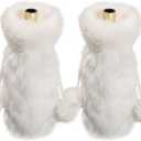 Christmas Wine Bottle Bags Wine Bottle, Wine Bags Wine Gift Bags Drawstring Bottle Bags, Faux Fur Wine Bottle Cover, Wine Bottle Covers Gift Bags for Christmas Party Table Decorations (White 2pcs)