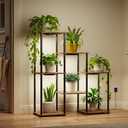 Bstrip Plant Stand Indoor with Grow Light, 33" High Indoor Plant Shelf, 7 Tier Flower Stand with Plant Light Full Spectrum, Metal Plant Holder with Light, laddered Plant Rack for Home, Corner