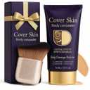 Waterproof Body Concealer With Body Brush for Leg & Body Makeup, Buildable Coverage Body Foundation for Uneven Skin Tone, Fine Lines & Dark Spots, Long-Lasting, Transfer-Resistant Natural Finish