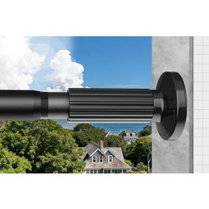 Tension Curtain Rod 51-166 Inch, Extra Long Outdoor Curtain Rod for Patio Window Bathroom, No-Drill Dual-End Adjustable Spring Shower Rod, Easy to Install Never Rust, Rod Diameter 1.26In, Black