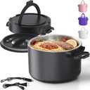 33oz Electric Lunch Box, 100W Portable Food Warmer Heater, 12V/24V/110V 3-in-1 Lunch Warmer Portable for Work/Office/Car/Travel, Warming Soup & Meal, Spill-Free, Men & Women's Gifts (Black)