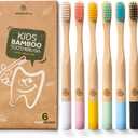 GREENZLA Kids Bamboo Toothbrushes, Natural Toothbrush Set, Soft Bristles, Durable Charcoal Wooden Brushes, Compostable Design for Toddlers and Children, 6 Pack