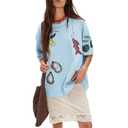 Womens Oversized Baggy Loose Fit Tees T Shirts Graphic Short Sleeve Cute Teen Girls Preppy Going Out Aesthetic Tops, Small