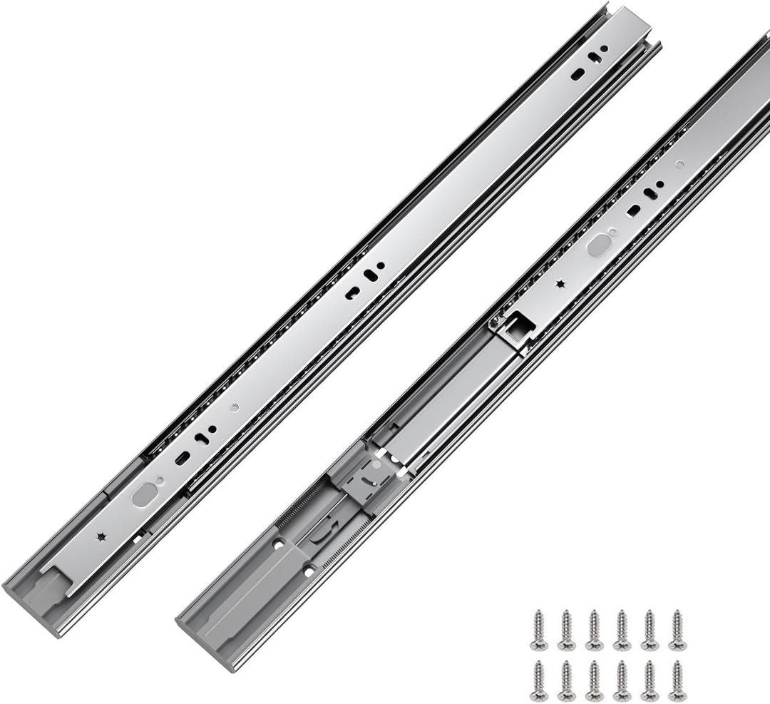 LONTAN 10 Pairs Soft Close Drawer Slides 22 Inch Drawer Guides 3 Fold Full Extension Ball Bearing Heavy Duty Drawer Slides, 100LB Capacity