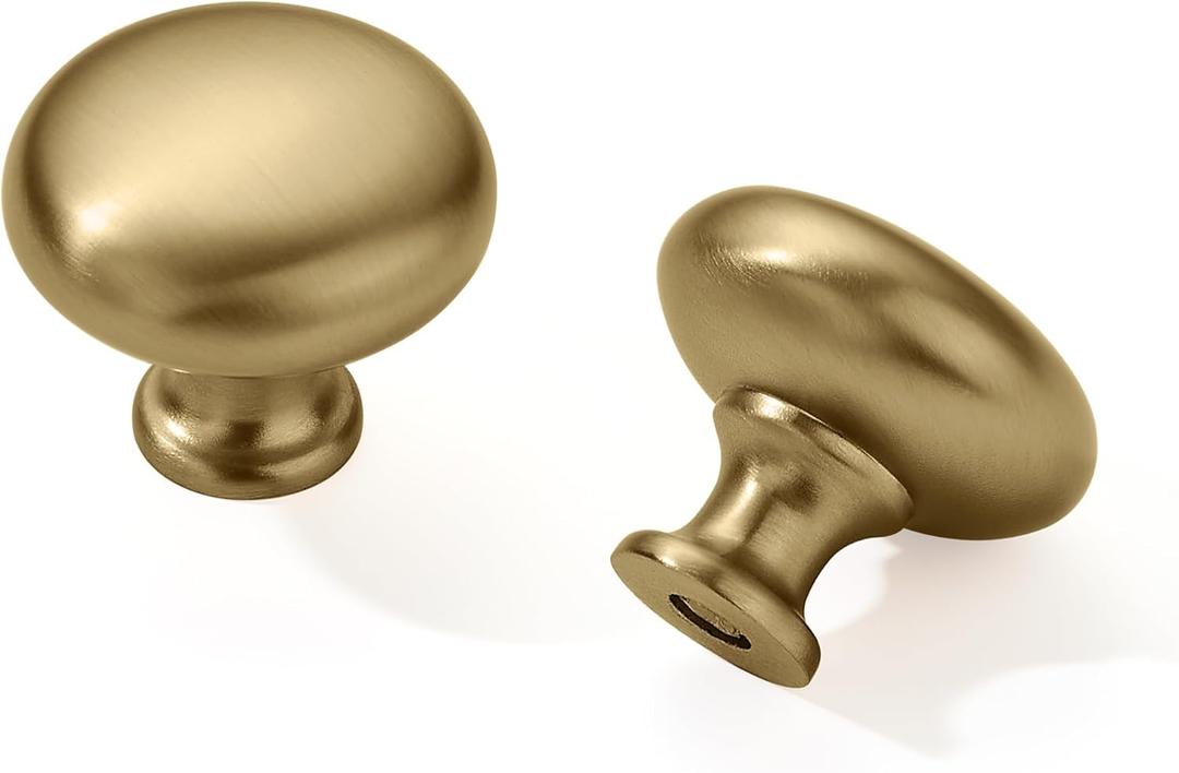 khtumeware 6 Pack 1-1/4" Champagne Bronze Zinc Alloy Cabinet Knobs - Single Hole Center Kitchen Satin Brass Cabinet Pull Hardware for Bedroom.