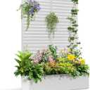 TUYOHW Metal Planter Box with Trellis, Raised Garden Bed with Privacy Screen, Outdoor Planter Box for Climbing Plants, Vine Support Flower Bed with Drainage Holes for Garden, Patio, Balcony, 71"x47"x16"