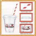 Qinyoung 60 Pcs Watercolor Fire Truck Party Cups with Lids and Paper Straws 14 oz Disposable Clear Plastic Cups for Firefighter Birthday Party Favor Supplies Decorations