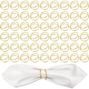 48 Pcs Gold Wedding Napkin Rings, Metal Spiral Napkin Rings Durable Napkins Buckles Elegant Banquet Serviette Buckles for Wedding, Party, Thanksgiving, Christmas, Table Decorations