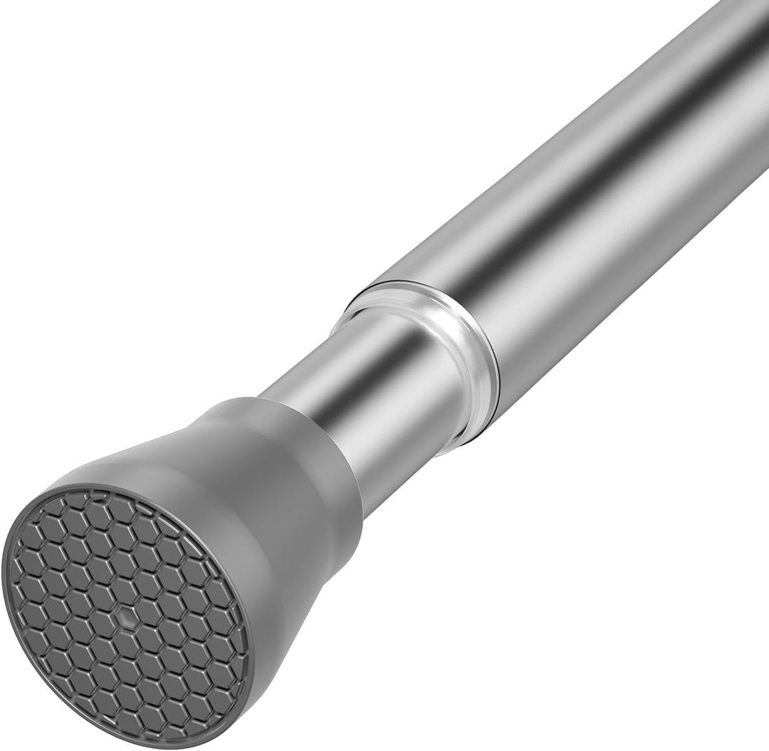 Tension Curtain Rod Silver Tension Rods 28 to 48 Inch Curtain Rods No Drilling White Spring Adjustable Rod Expandable Pressure Tension Rods for Windows Closet