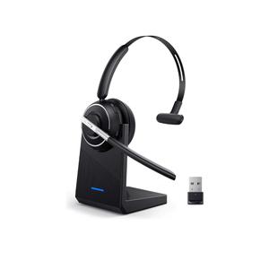 Bluetooth Headset, Wireless Headset with Microphone for PC, V5.2 Computer Headset with Noise Cancelling Mic, USB Dongle, Charging Base & Mute Button for Work, Cell Phones, Computer (Black)