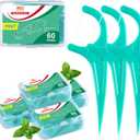 Floss Picks, 300 Count Mint Dental Floss Picks, Toothpicks with 5 Travel Cases for Extra Convenience, Helps Prevent Cavities, Remove Plaque & Freshen Breath, Premium Floss Sticks for Family
