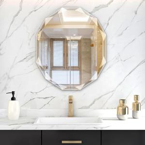 Bathroom Mirrors for Over Sink, Round Frameless Mirrors for Wall, 23.5x27.5 Inch Beveled Bathroom Mirror, Bathroom Vanity Circle Mirror for Bedroom Living Room Entryway Home Decor