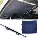 Suvnie Retractable Windshield Sun Shade for Car, 25 Inch Sunshade Protector Blocks 99% UV Rays to Keep Your Car Cool, Car Accessories for Window Sun Protection with Suction Cups