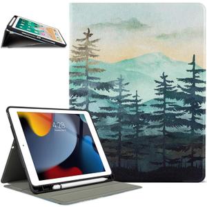 Vimorco Case for iPad 5th/6th Generation, for iPad 9.7 inch 2017/2018, for iPad Air 1/2, Premium Leather Protect Smart Covers,Pencil Holder, Adjustable Stand with Auto Wake/Sleep, Green Forest