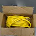 POWGRN 100 ft 12/3 Outdoor Extension Cord Waterproof Heavy Duty with Lighted Indicator End 12 Gauge 3 Prong, Flexible Cold-Resistant Long Power Cord Outside, 15Amp 1875W SJTW Yellow ETL Listed