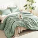 Litanika Comforter Set, Lightweight Solid Bedding Comforter Set, Fluffy Down Alternative Bed Set, Sage Green, King