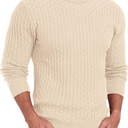 Askdeer Men's Crewneck Pullover Sweater Waffle Long Sleeve Casual Sweater Soft Knit Waffle Texture Sweater Ribbing Edge, XXL