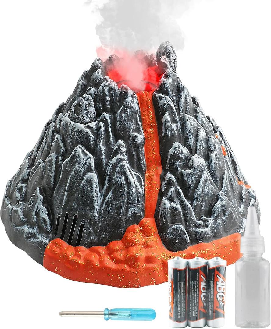 DINOBROS Volcano Toy for Kids 3-5, Mist-spouting Volcano Model with Dinosaur Sounds, Simulated Volcano Gifts for Boys and Girls