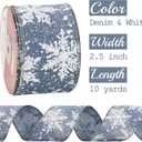 MEEDEE White Snowflake Denim Ribbon 2.5 Inch Christmas Wired Ribbons 10 Yards Rustic Snowflake Ribbons Denim Gift Wrap Ribbon for Christmas Tree Decoration, Topper Bow