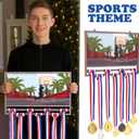 3D Sports Medal Holder Display Hanger Wooden 15.7x10.2 Inch Sturdy Trophy Shelf Wall Mount Medals Trophys Easy to Install for Marathon Trail Running Basketball Gift for Athletes(Basketball)