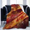 Bacon Flannel Throw Blanket Lightweight Soft Warm Bed Throws For Home Couch Room Sofa Office Travel Camping Dorm Decor Adults Kids Gifts 60x50 Inch