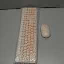 Wireless Keyboard and Mouse, Silent Keyboard Mouse Combo, Full-Sized Colorful Typewriter Keyboard with Round Keycaps, 2.4G Cute Mouse Compatible with PC/Laptop/Computer(Milk Tea)