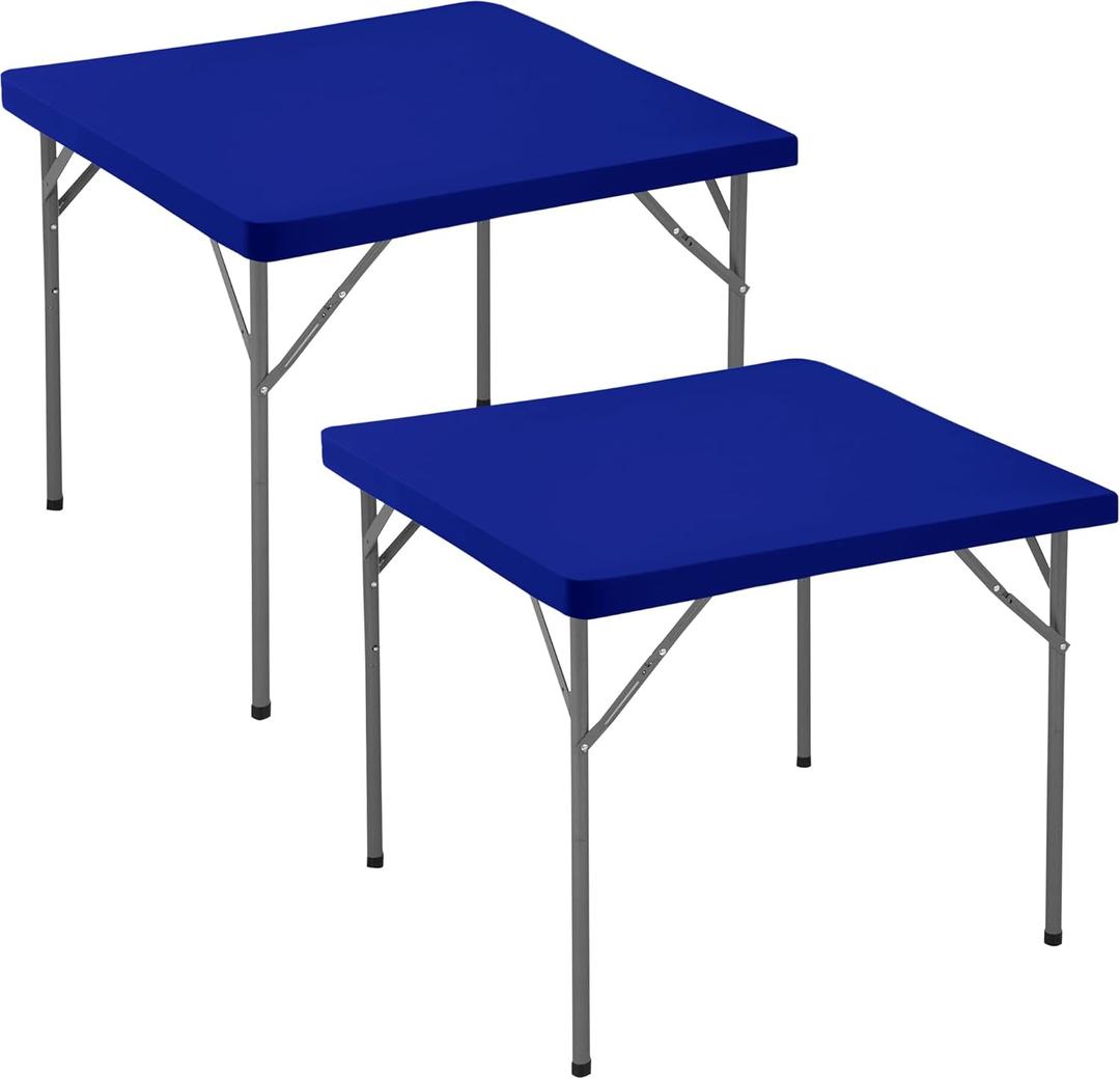 Square Fitted Tablecloth 34x34 Inch-2 Pack Royal Blue Card Elastic Spandex Table Cover-Small Stretch Folding Table Cloths Topper Cap for Kitchen Dining Picnic Patio Outdoor Party Tables