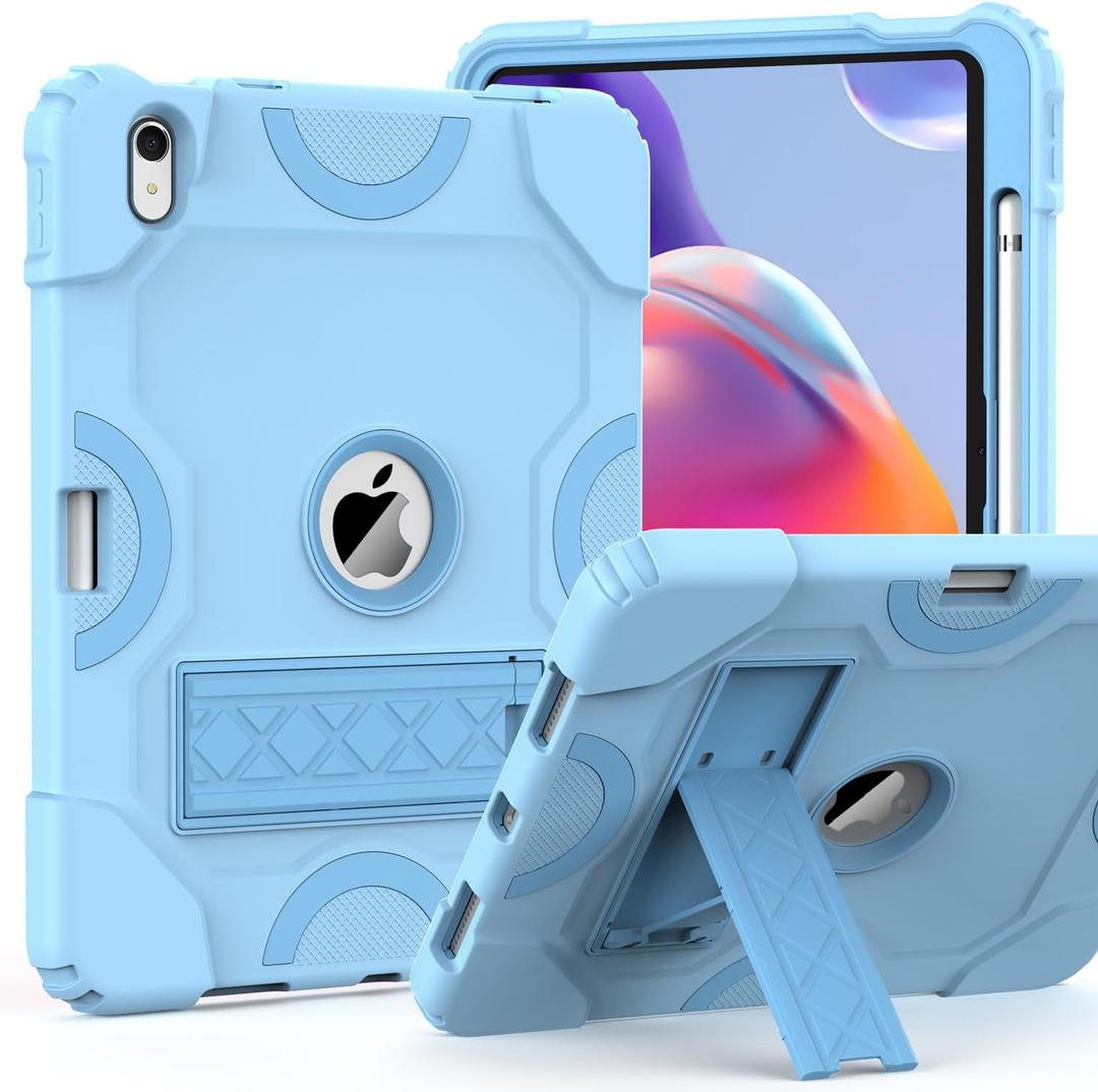 Grifobes for iPad 11-inch (A16) 2025 / 10th Generation Case 10.9 inch 2022, iPad 11th / 10th Case with Pencil Holder Heavy Duty Rugged Protective Cover with Kickstand for Girls Kids Sky Blue