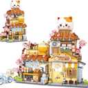 Japanese Street View Taiyaki Shop Mini Building Blocks for Girls 6-12, MOC Creative Building Toys Cute Panda Building Set, Simulation Architecture Construction Toy, Gift Idea for Kids Adults (923 PCS)