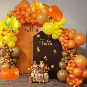 Fall Thanksgiving Balloons Garland Arch Kit -140pcs Orange Yellow Coffee Brown Balloons for Baby Shower Fall Thanksgiving Autumn Harvest Birthday Party Decorations