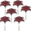 Babys Breath Artificial Flowers Bulk 18pcs Maroon/Burgundy Fake Gypsophila Realistic Flowers for Wedding Arches Bouquets Table Centerpieces Floral Arrangements Party Decor (Red)
