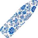 Ironing Board Cover and Pad 15x54 Inch Standard Ironing Board Cover with Elastic Edge and Hook and Loop Fasteners Scorch and Stain Resistant Cotton Ironing Covers with Thick Padding (Celadon-blue)