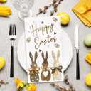100 Pcs Happy Easter Napkins Bunny Print Paper Guest Napkins Easter Rabbit Decorative Hand Towels Spring Disposable Beverage Dinner Napkin for Bathroom Party Tableware Supplies