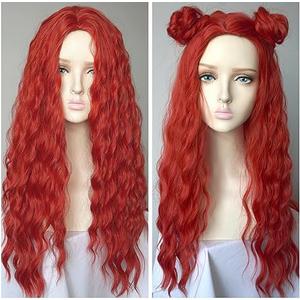 wigbuy Long Much Red Curly Costume Wigs Synthetic Wavy Curly Wig 28inces For women Halloween Costume party (RED)