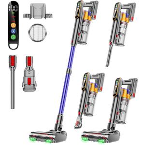 Cordless Vacuum Cleaner, 550W 45KPA 60 Mins Vacuum Cleaners for Home, Stick Vacuum with 1.8L Large Dust Cup, Wall Mount Charging, Anti-Tangle Wireless, Green Light for Pet Hair, Carpets, Hardwood