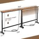 Dicasser 2 Pack Narrow Console Sofa Table with Adjustable Height (22"-33") & 2 Power Outlets, Skinny Behind Couch Table for Living Room Entryway Hallway, 79" L x 7" W x 33" H (Rustic Brown), 7"deep
