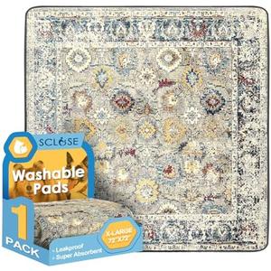 SCLOSE Washable Pee Pad for Dogs Extra Large, 72" x 72" Reusable Puppy Pads Waterproof Dog Rugs, Super Absorbent, Leakproof, Dog Crate Pad, Playpen Mat, Whelping Pads, Vintage
