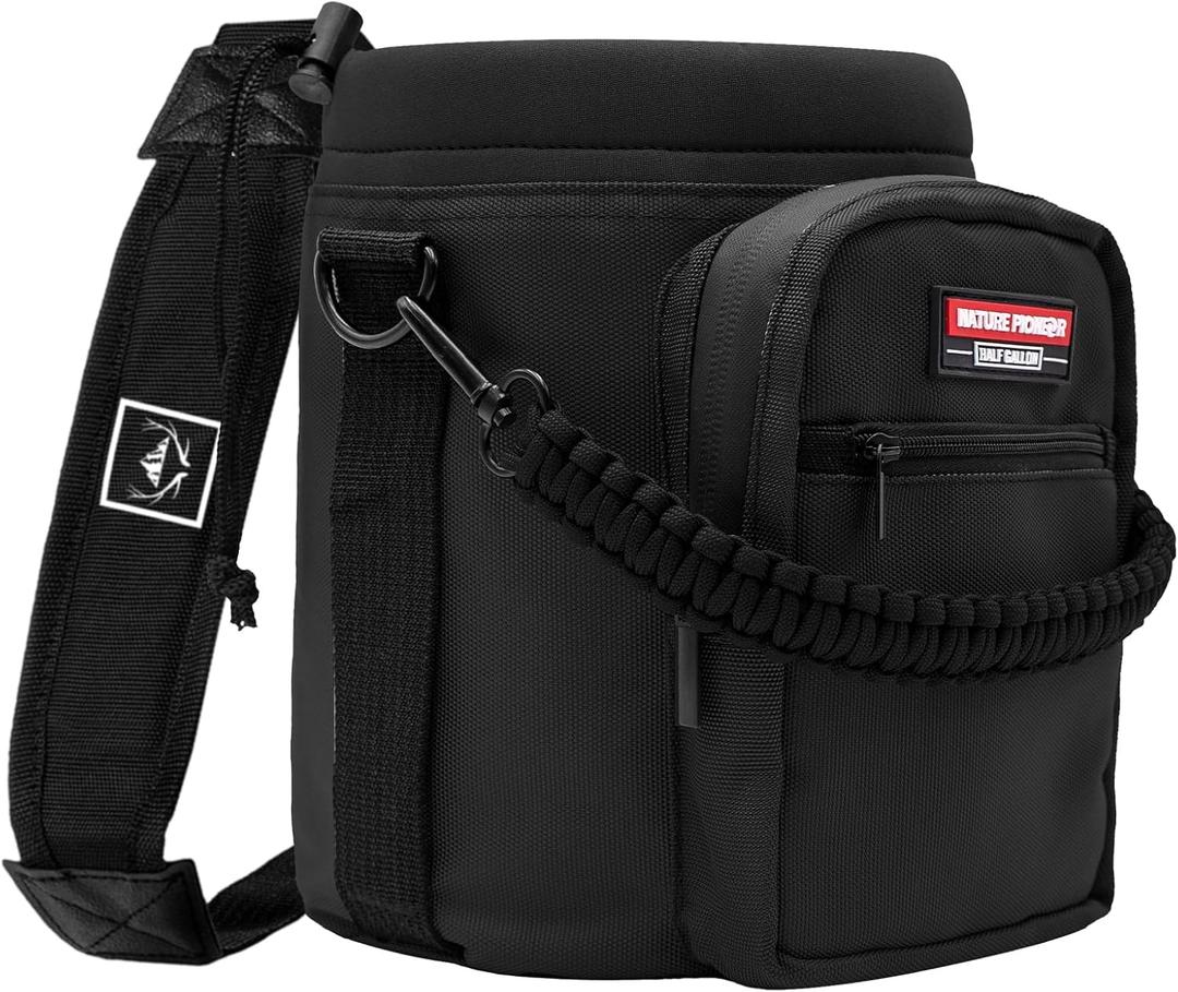 NATURE PIONEOR Neoprene Insulated Water Bottle Holder with Shoulder Strap for Half Gallon 84OZ Sports Water Jugs Bottles, Carrier / Pouch Sleeve for Outdoor Camping, Hiking, Fishing