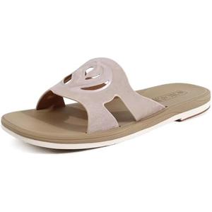 ONCAI Slides for Womens,Flat Dressy Square Toe Summer Beach Sandals for Woman with Comfortable Non-slip Rubber Soles Size 11, All Beige  ONCAI Slides for Womens,Flat Dressy Square Toe Summer Beach Sandals for Woman with Comfortable Non-slip Rubber Soles Size 11, All Beige
