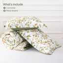 Mooreeke Floral Queen Size Comforter Sets, Vintage Green and Yellow Botanical Printed Bedding for All Seasons, 3-Piece Vintage Bed in a Bag with Fluffy Quilted Reversible Comforter & 2 Pillow Shams