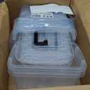 Plastic Storage Bins with Lids 6 Packs, 7 Quart Storage Organizer Bins with Buckle-Up Latches and Handle, Stackable Storage Containers for Home Pantry Office Classroom Organization, Clear (Black)