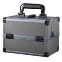 Joligrace Makeup Train Case Makeup Case Organizer Portable Cosmetic Box Storage with 2 Trays Mirror Locking with Keys Make Up Travel Case Nail Kits Traveling Makeup Box Iron Grey