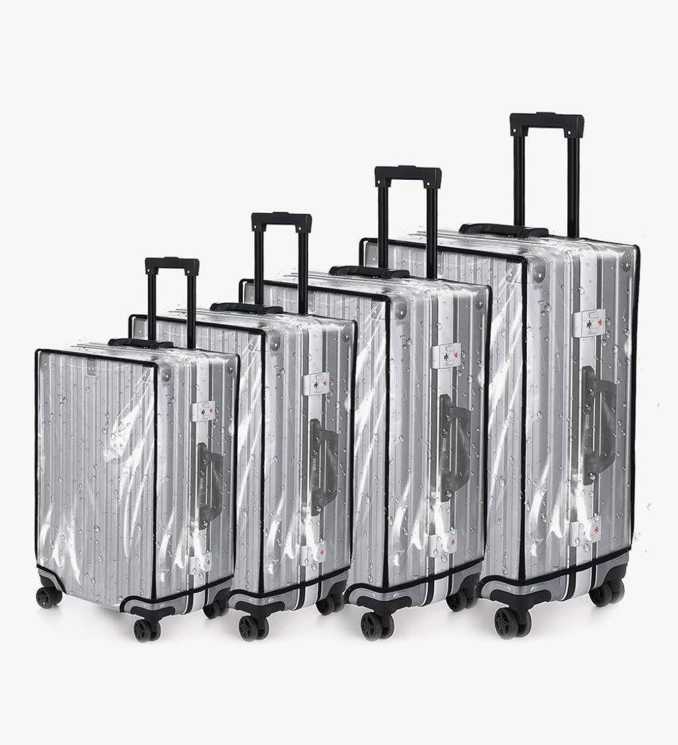 3 Pieces Clear Luggage Cover Protector, 20" 24" 28" 30" PVC Suitcase Covers For Luggage Waterproof Dustproof Anti-scratch Travel Suitcase Protector Cover for Wheeled Luggage